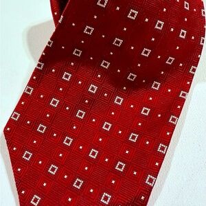 Pierre Cardin Red and White Geometric Tie